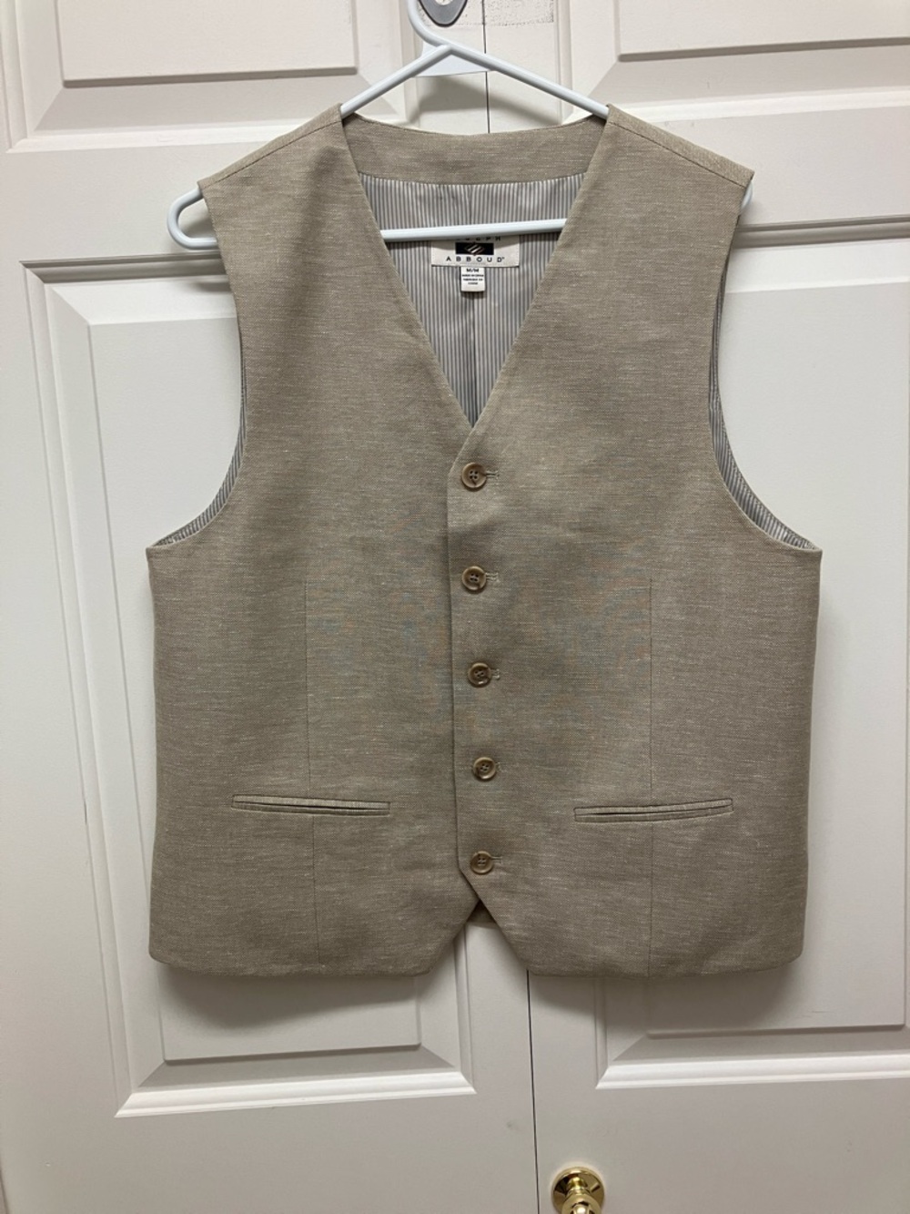 Joseph Abboud men’s linen-cotton blend lined vest, beige, M